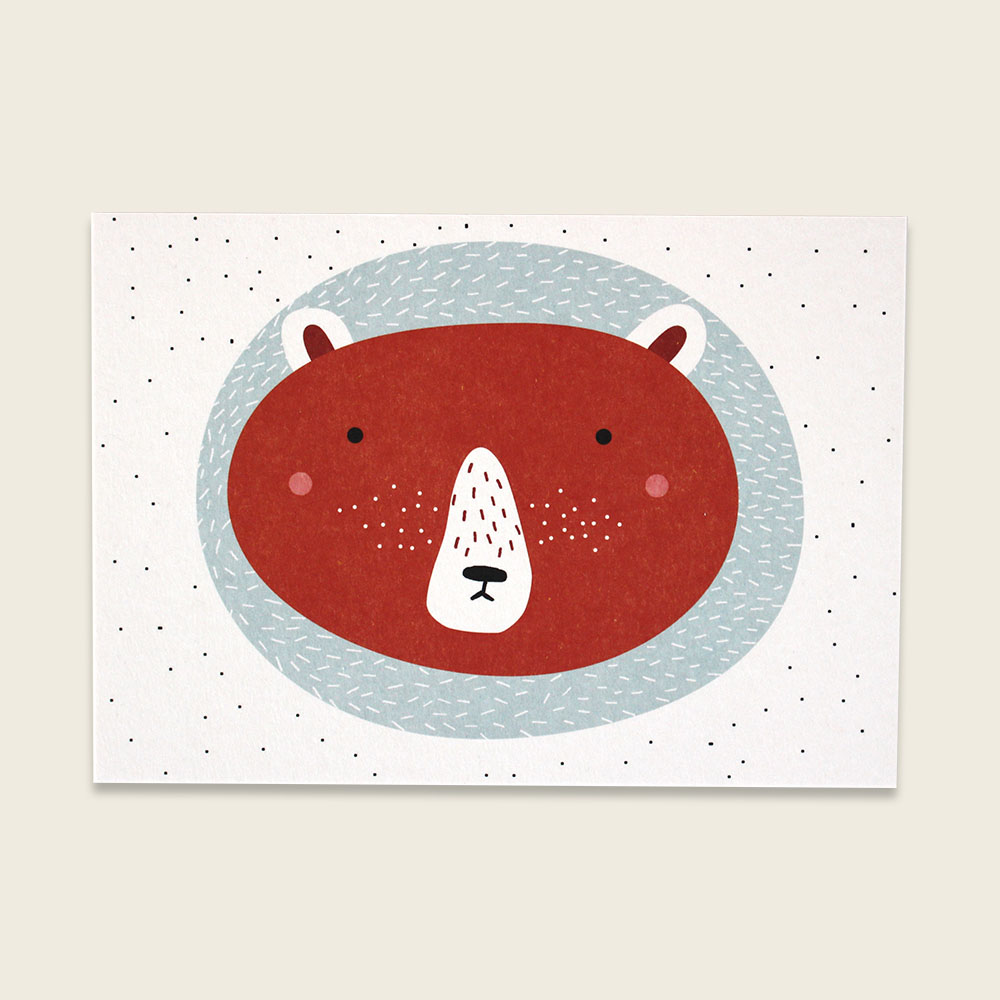 Postkarte Bär rot