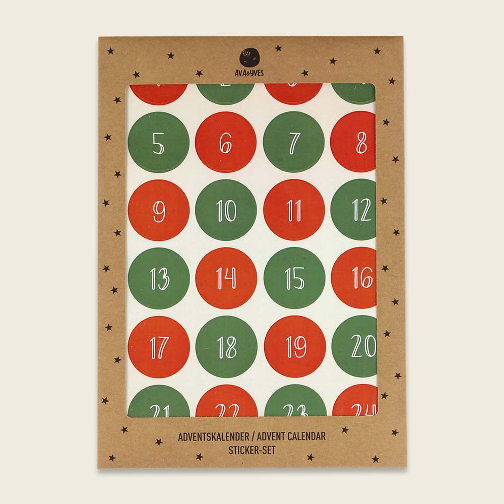 Sticker Adventskalender Zahlen rot grün