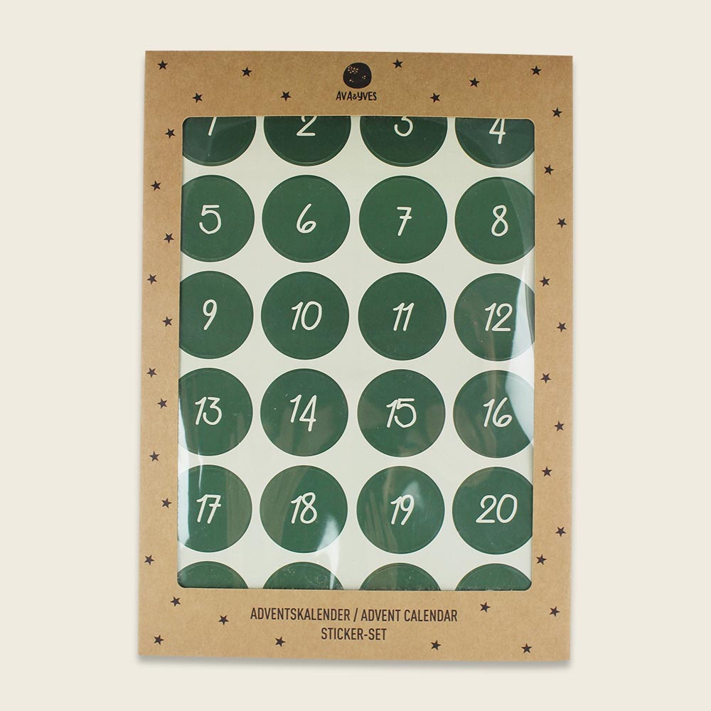 Sticker Adventskalender Zahlen grün