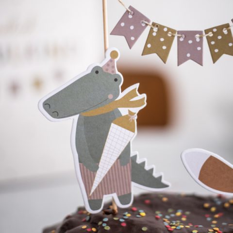 Happy Birthday Krokodile und Fuchs Pastell