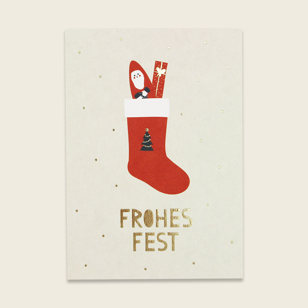 Postkarte Weihnachten Frohes Fest rot