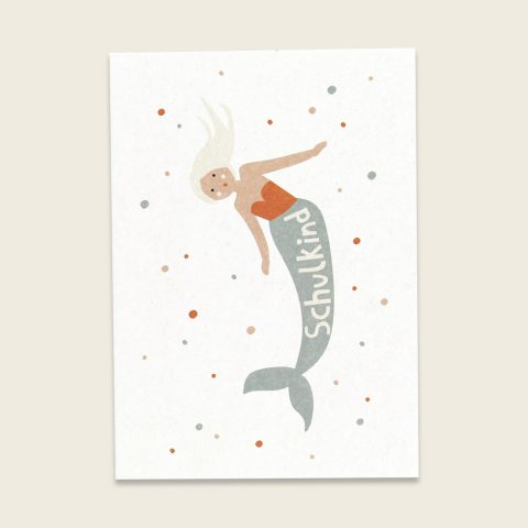 Postkarte Mermaid meerjungfrau Schulkind Mädchen Girl