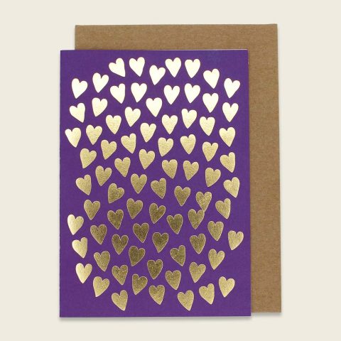 Karte Herzen lila violett gold Love