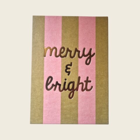 Postkarte Streifen mit Goldeffekt, gold/lachs, Merry & Bright