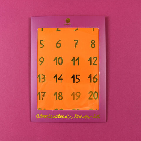 Adventskalender-Zahlensticker, orange mit Goldfolie (DIN A5)