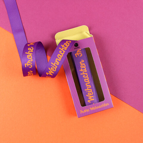 Geschenkband "Frohe Weihnachten", fuchsia/orange (Länge: 5m)