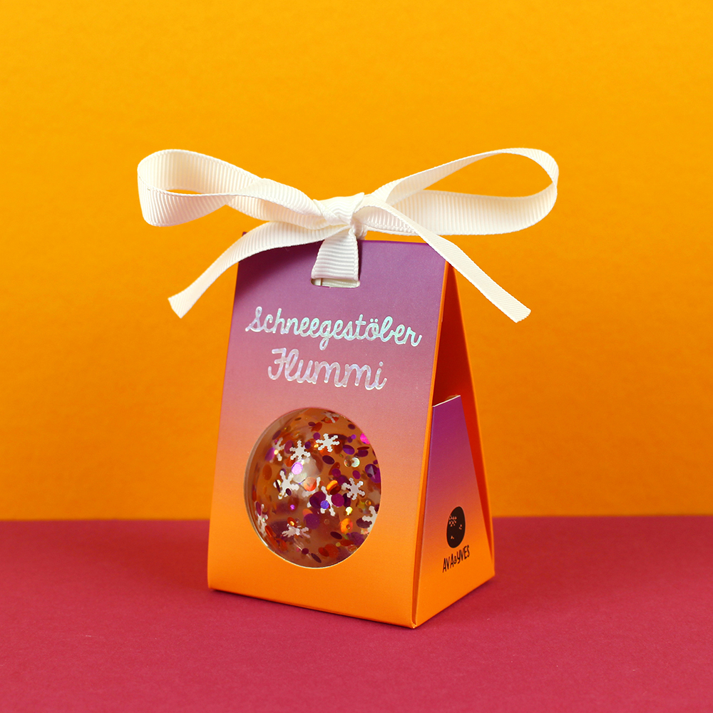 5790flummikonfettischneeflockenlilakupferweiss01 Avayves Feine Papeterie Und Geschenke Für Babys Und Kids