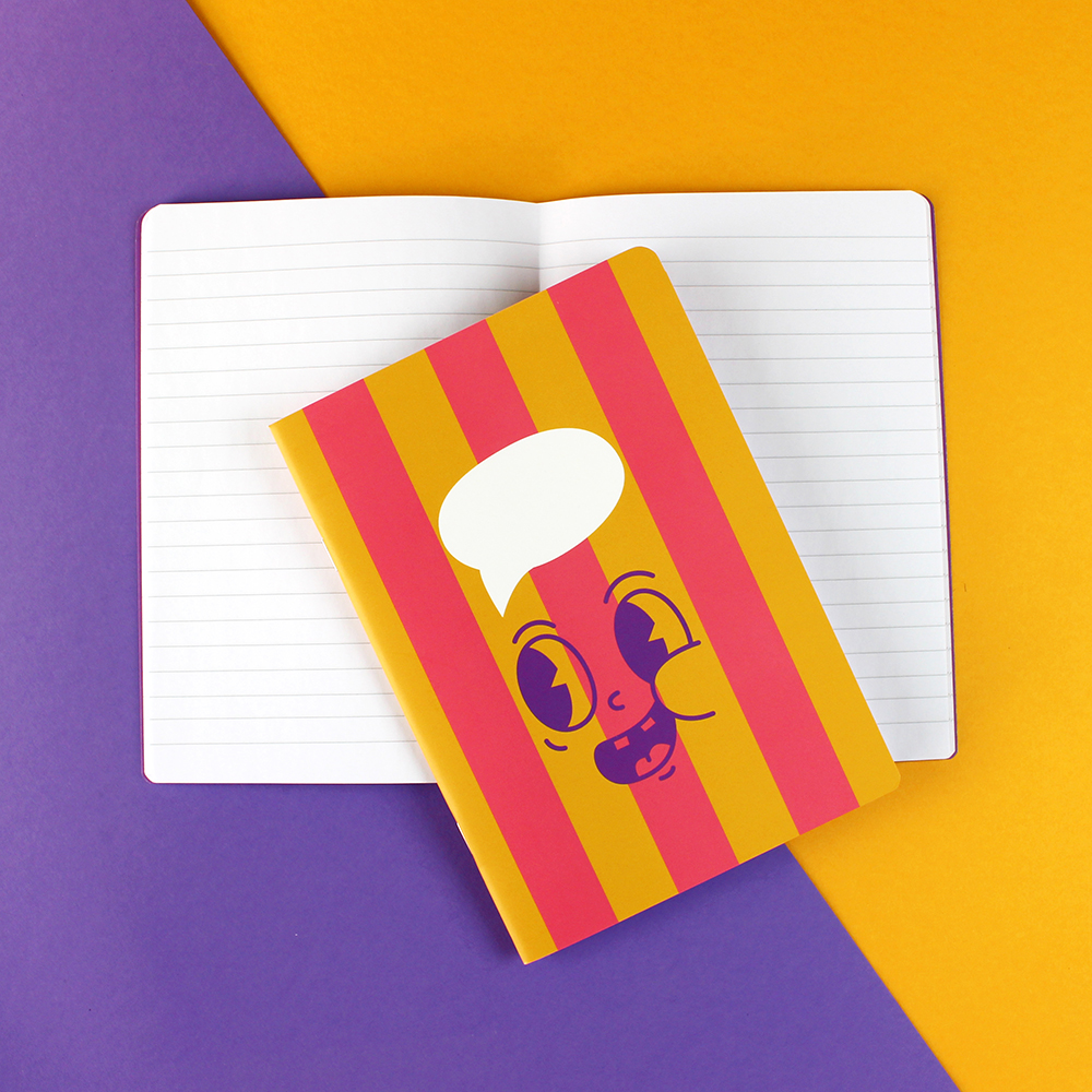 5871notizheftstripesfunnyfacepinkyellowlilac Avayves Feine Papeterie Und Geschenke Für Babys Und Kids