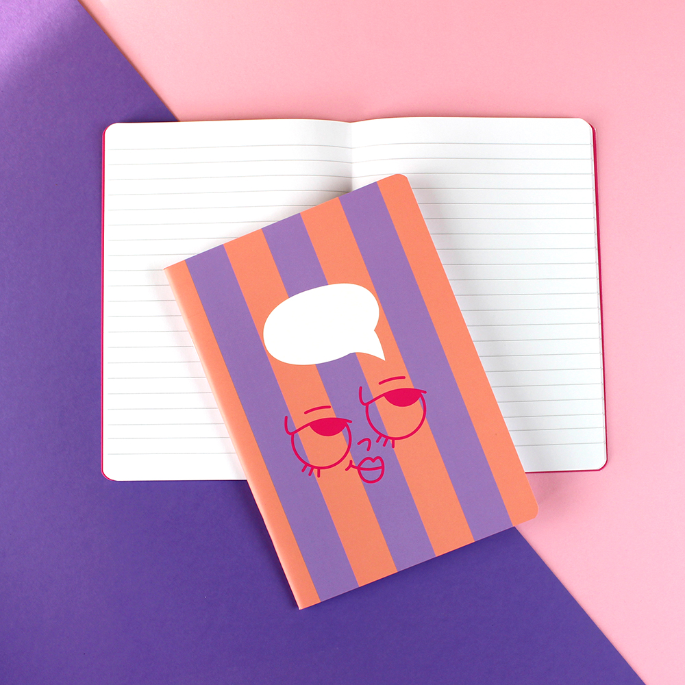 5873notizheftstripesfunnyfacelilacrosepink Avayves Feine Papeterie Und Geschenke Für Babys Und Kids