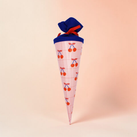 Schultüte mit Kirschen, rose 35cm