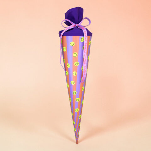 Schultüte Streifen, flieder, Smile, 70cm