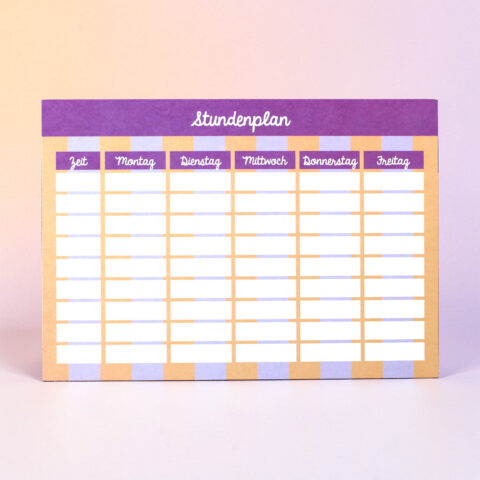 Stundenplan flieder / lachs / fuchsia, Format DIN A4