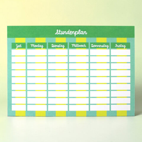 Stundenplan mint / gelb, Format DIN A4