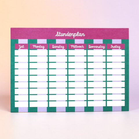 Stundenplan flieder / petrol / fuchsia, Format DIN A4