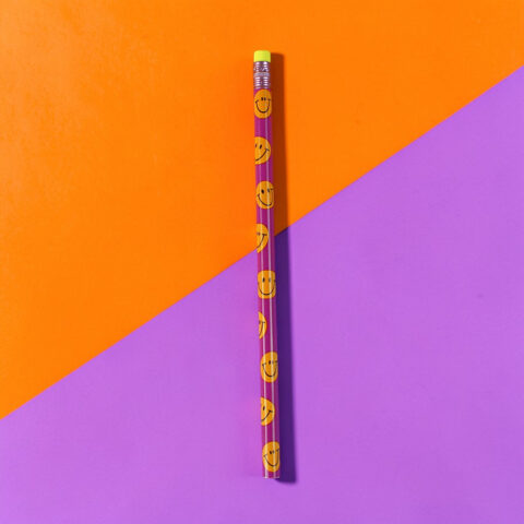 Bleistift Smile violett-orange, mit Aluminium-Hülle flieder, Radiergummi gelb, 18,7cm