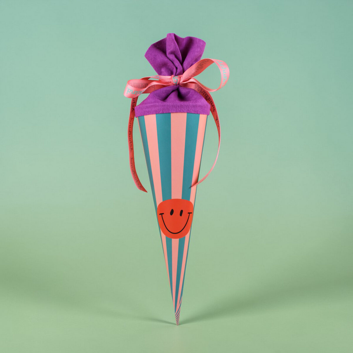 5881schultuetestripessmileytürkislachs Avayves Feine Papeterie Und Geschenke Für Babys Und Kids